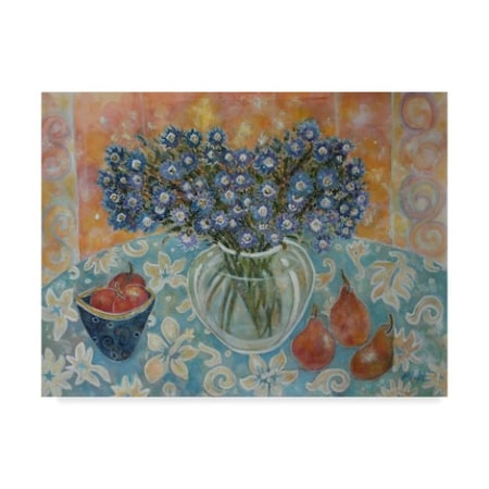 Lorraine Platt 'Blue Flowers On A Hawaiian Cloth' Canvas Art,14x19